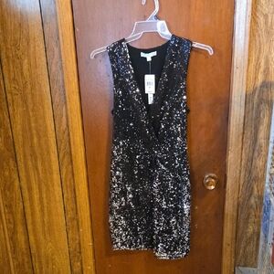 Elegant Black Sequin Midi Dress